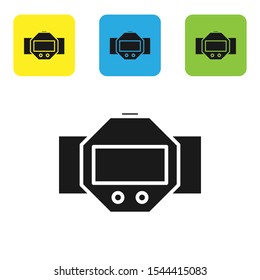 Black Diving watch icon isolated on white background. Diving underwater equipment. Set of colorful square icon buttons. Vector Illustration