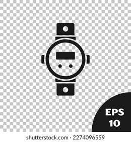 Black Diving watch icon isolated on transparent background. Diving underwater equipment.  Vector