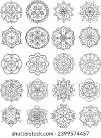 Black Diwali Rangoli Outline Element
