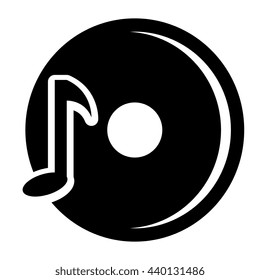 black dj disco with music note over isolated background,vector illustration