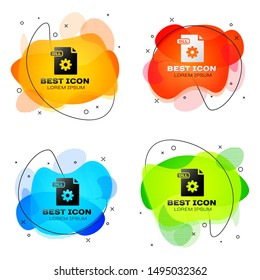 Black DLL file document. Download dll button icon isolated on white background. DLL file symbol. Set abstract banner with liquid shapes. Vector Illustration