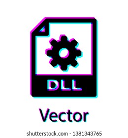 Black DLL file document icon. Download dll button icon isolated on white background. DLL file symbol. Vector Illustration