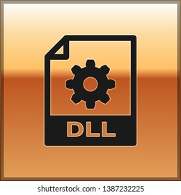 Black DLL file document icon. Download dll button icon isolated on gold background. DLL file symbol. Vector Illustration