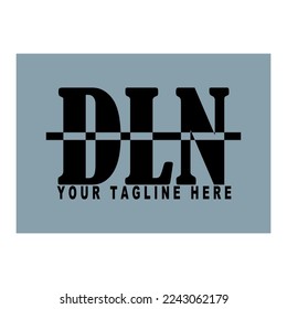 Black DLN text vector, blank background for free logo design.