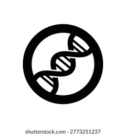Black DNA Helix Icon in a Circle DNA, helix, science, biology, genetics, molecule