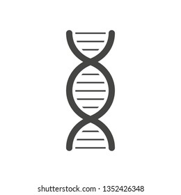 Black DNA helix silhouette isolated on white background.