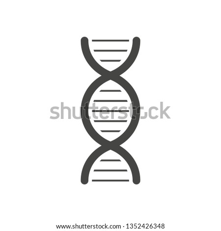 Black DNA helix silhouette isolated on white background.