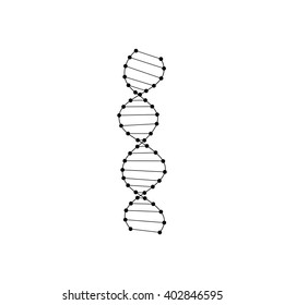 Black DNA icon in flat style isolated on background. Vector Illustration
