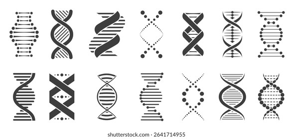 black DNA icons biotechnology molecular biology abstract symbols spiral genetic