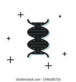 Black DNA symbol icon isolated on white background.  Vector Illustration