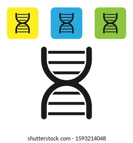 Black DNA symbol icon isolated on white background. Set icons colorful square buttons. Vector Illustration