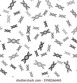 Black DNA symbol icon isolated seamless pattern on white background.  Vector