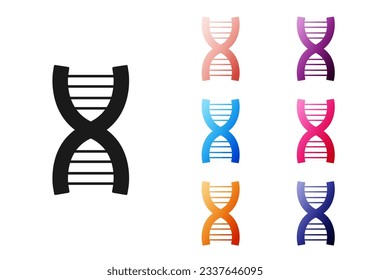 Black DNA symbol icon isolated on white background. Set icons colorful. Vector