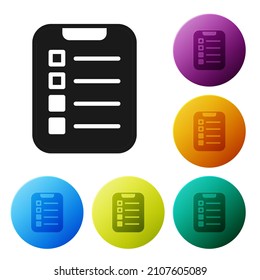 Schwarz To do list oder plan Symbol einzeln auf weißem Hintergrund. Symbole in den Farbkreisknöpfen einstellen. Vektorgrafik