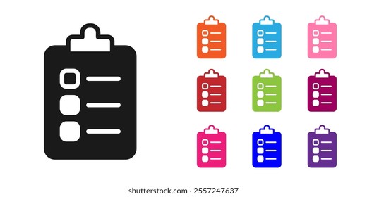 Black To do list or planning icon isolated on white background. Set icons colorful. Vector