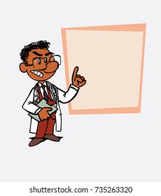 black doctor decided, somewhat angry. Is showing, as in a presentation, the data you want.