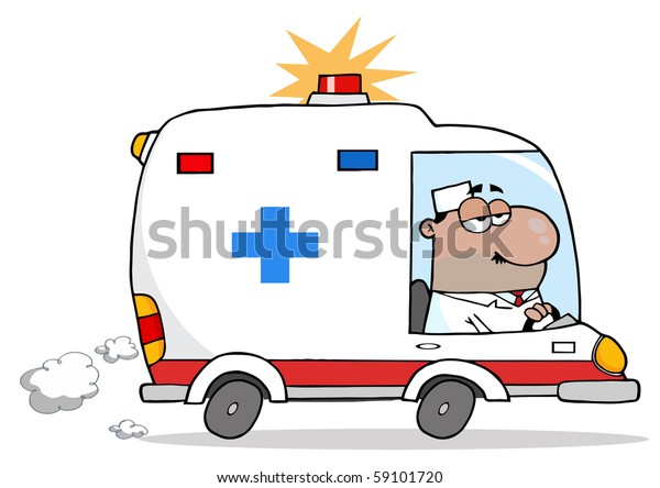 Black Doctor Driving\
Ambulance