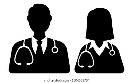 Black Doctor Icon On White Background.