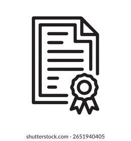 Documento negro con certificado de icono de cinta de premio