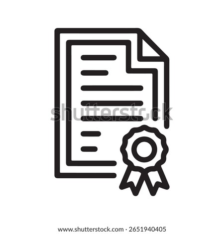 Black document with award ribbon icon certificate
