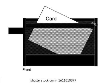 Black Document Bag With Mesh Zipper on White Background.
Front and Back View, Vector File