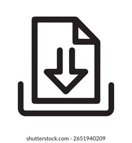 Black document download icon with arrow file
