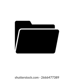 Black document folder icon featuring rounded edges and a sleek design is presented against a clean white background, perfect for digital and print applications.