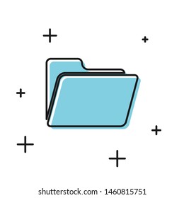 Black Document folder icon isolated on white background. Accounting binder symbol. Bookkeeping management.  Vector Illustration