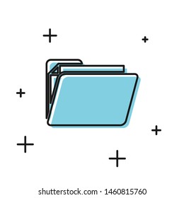 Black Document folder icon isolated on white background. Accounting binder symbol. Bookkeeping management.  Vector Illustration