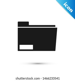 Black Document folder icon isolated on white background. Accounting binder symbol. Bookkeeping management.  Vector Illustration