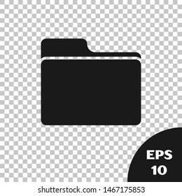 Black Document folder icon isolated on transparent background. Accounting binder symbol. Bookkeeping management.  Vector Illustration