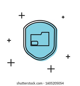 Black Document folder protection concept icon isolated on white background. Confidential information and privacy idea, guard, shield.  Vector Illustration