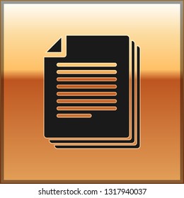 Black Document icon isolated on gold background. File icon. Checklist icon. Business concept. Vector Illustration
