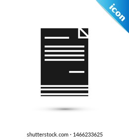 Black Document icon isolated on white background. File icon. Checklist icon. Business concept.   Vector Illustration