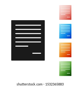 Black Document icon isolated on white background. File icon. Checklist icon. Business concept. Set icons colorful. Vector Illustration