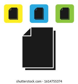 Black Document icon isolated on white background. File icon. Checklist icon. Business concept. Set icons colorful square buttons. Vector Illustration