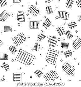 Black Document icon isolated seamless pattern on white background. File icon. Checklist icon. Business concept. Vector Illustration