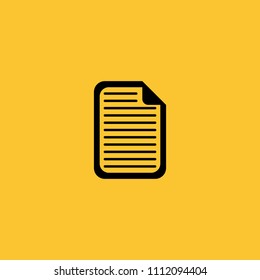 Black Document Icon on Yellow Background