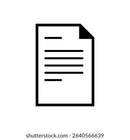 Black document icon. White background.