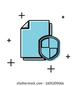 Black Document protection concept icon isolated on white background. Confidential information and privacy idea, secure, guard, shield.  Vector Illustration