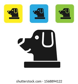 Black Dog in astronaut helmet icon isolated on white background. Set icons colorful square buttons. Vector Illustration
