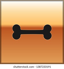 Black Dog bone icon isolated on gold background. Pets food symbol. Vector Illustration
