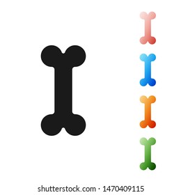Black Dog bone icon isolated on white background. Pets food symbol. Set icons colorful. Vector Illustration