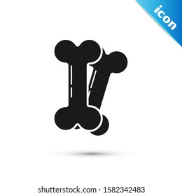 Black Dog bone icon isolated on white background. Pets food symbol.  Vector Illustration
