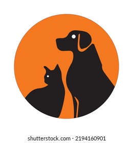  Black dog and cat animal logo design 