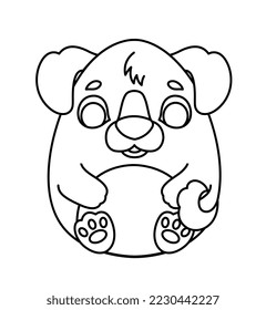 Icono de huevo de perro negro. Bonito personaje, linda mascota. Juguete o mascota para los niños. Sticker minimalista para redes sociales y mensajeros instantáneos. Naturaleza, flora y fauna. Dibujo vectorial plano de dibujos animados