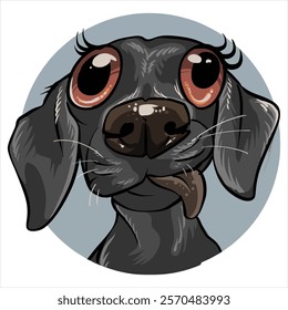 black dog face avatar vector white background