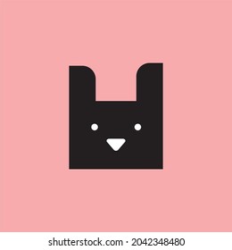 black dog flat design vector illustration