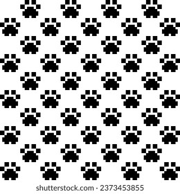 black dog footprints seamless fabric pattern