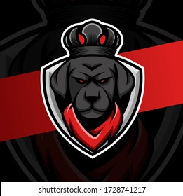 black dog head with bandana mascot esport logo design